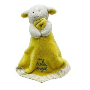 Prestige Baby My Little Angel Lamb Lovey Baby Security Blanket Yellow Satin Wing